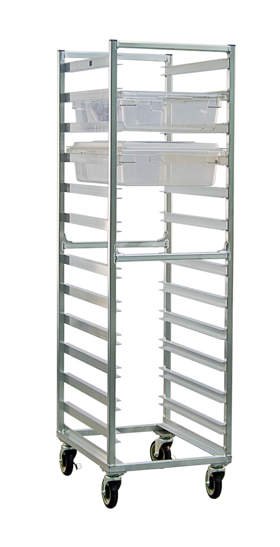 New Age Industrial 92052 Mobile Heavy Duty Welded Aluminum Full-Size End-Loading Poly Food Box Rack