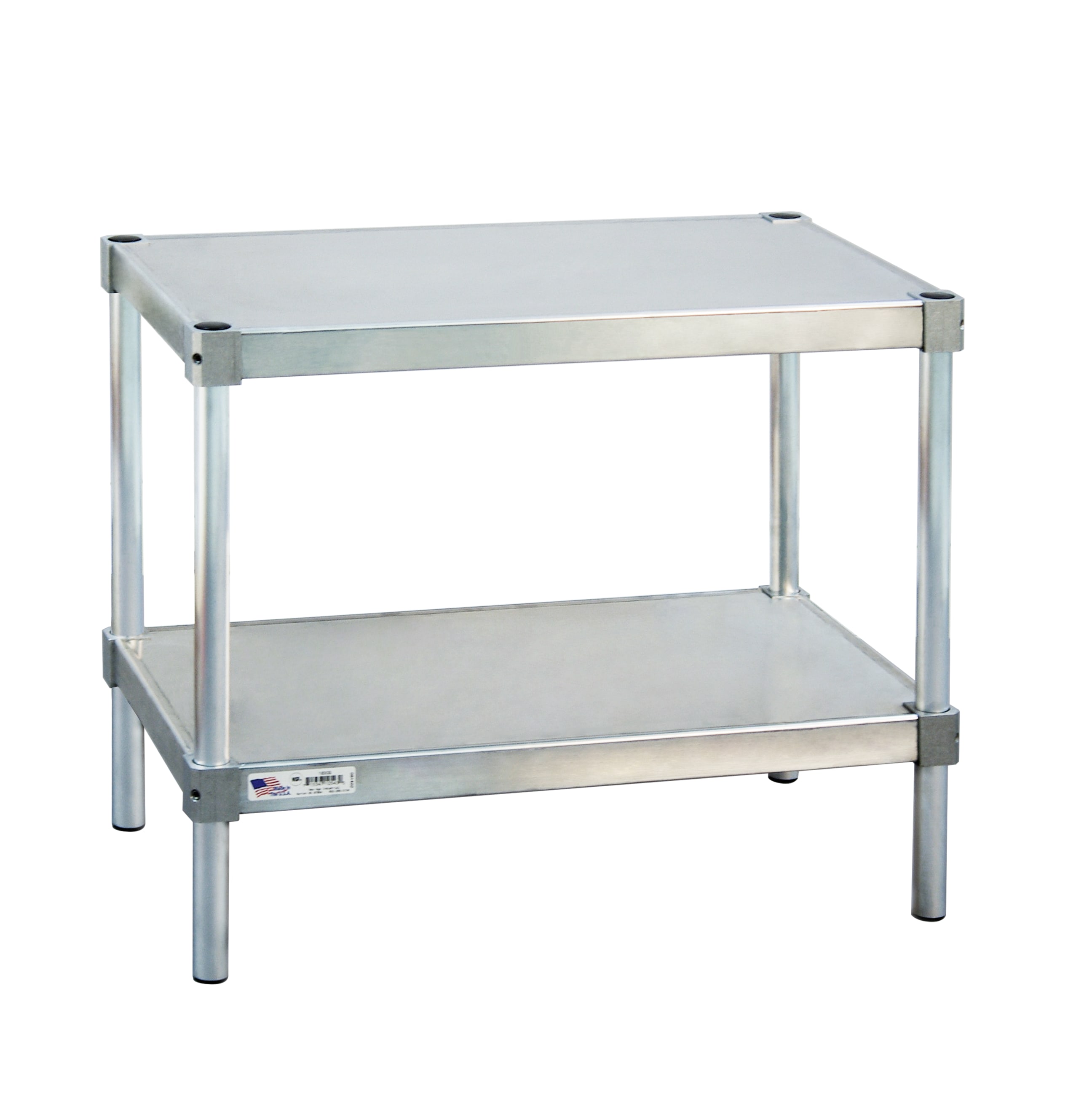 New Age Industrial 21536ES36P 2-Tier Stationary Standard Aluminum Adjustable Equipment Stand With Solid Shelves With Marine Edge