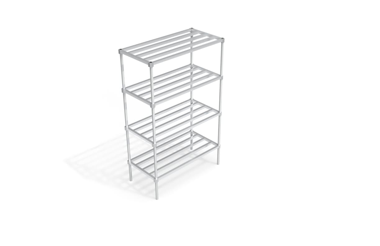New Age Industrial C42448HH7 4-Tier Standard Adjustable Aluminum Shelving Unit With HD-Bar Tubular Shelves
