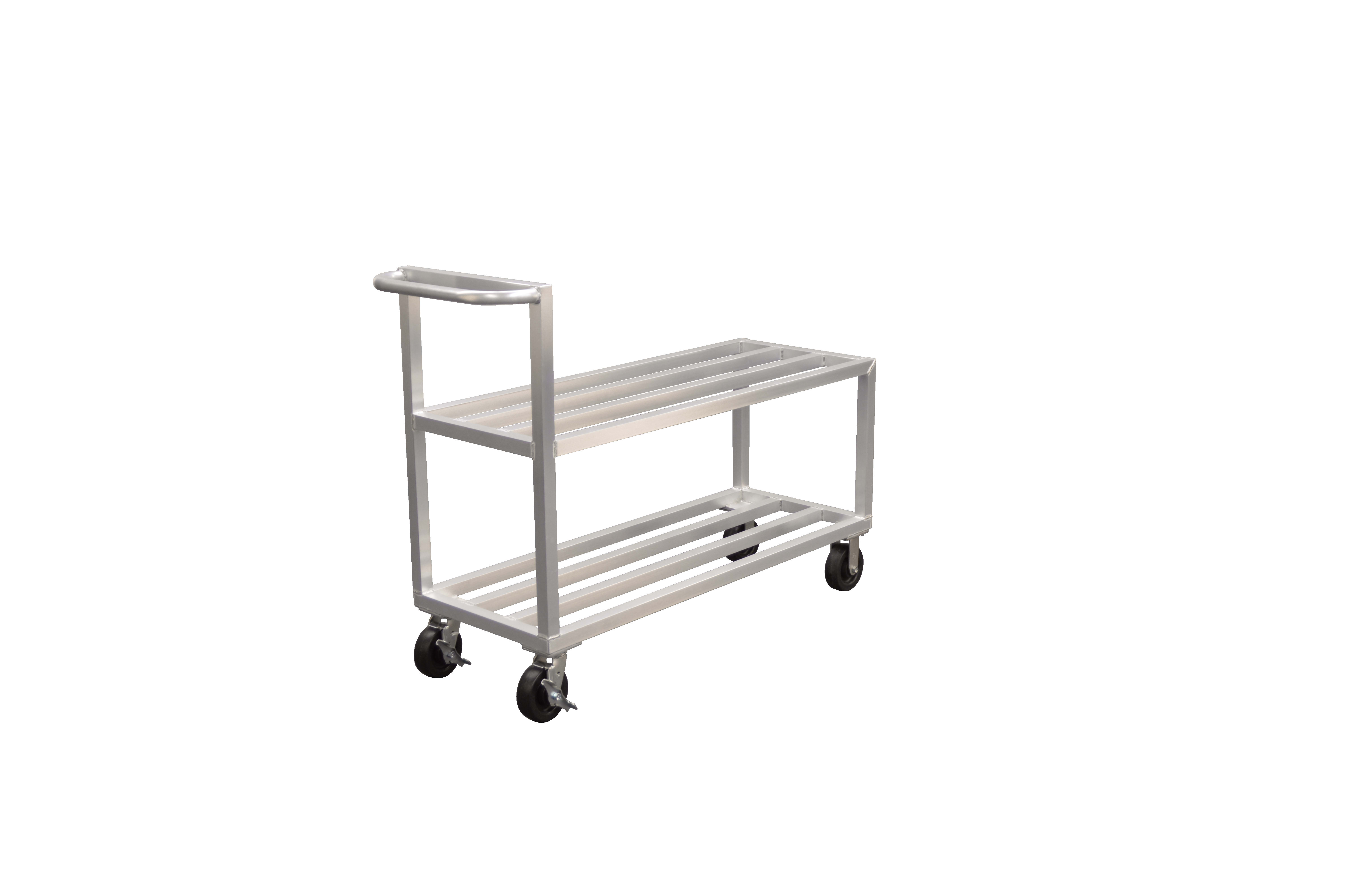 New Age Industrial NS557 2-Tier Heavy Duty Welded Aluminum General Utility & Stocking Truck With HD-Bar Tubular Shelves & Push Handle