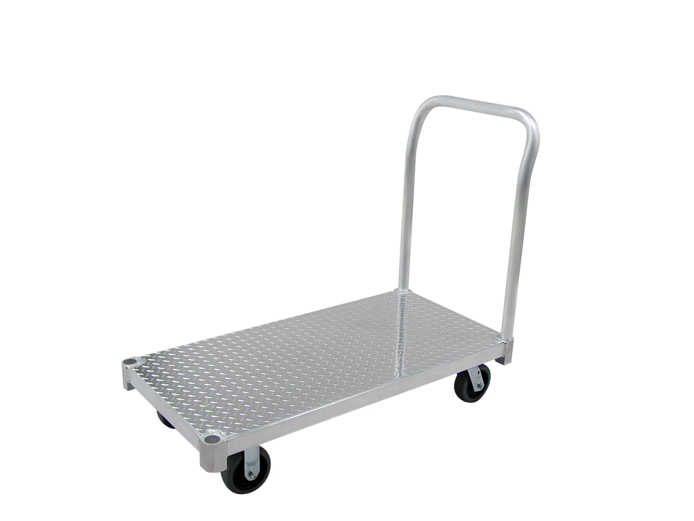 New Age Industrial PT2436P6 Heavy Duty Welded Aluminum Platform Truck With Tread Plate Diamond Deck & Removable Handle