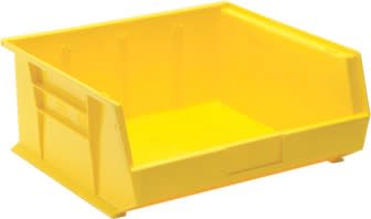 Quantum Food Service QUS250YLCS Ultra Stack & Hang Bin Yellow 14-3/4in x 16-1/2in x 7in Case Of 6
