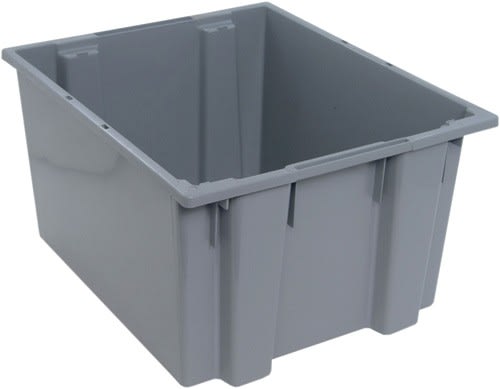 Quantum Food Service SNT230GYCS Stack & Nest Tote Gray 23-1/2in x 19-1/2in x 13in Case Of 3