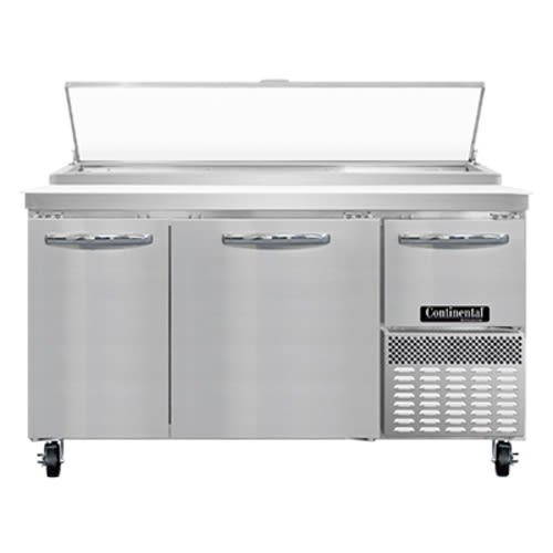 Continental PA60N 60" 2 Full and 1 Half Door Pizza Prep Table