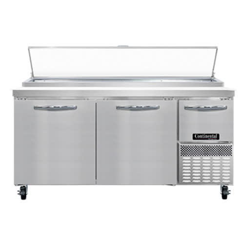 Continental PA68N 68" 2 Full and 1 Half Door Pizza Prep Table