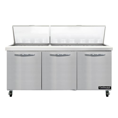 Continental SW72N30M 72" 3 Door Mighty Top Sandwich Prep Table