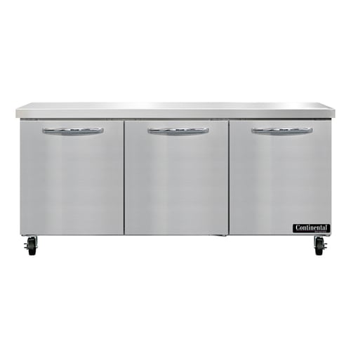 Continental SW72N 72" 3 Door Worktop Refrigerator
