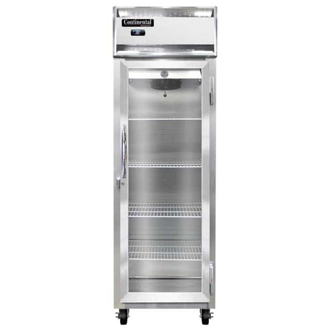 Continental 1RNGD 26" Stainless Steel Merchandiser Refrigerator with 1 Glass Swing Door