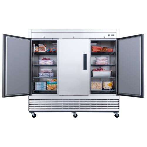 Dukers D83R 3-Door Commercial Refrigerator in Stainless Steel