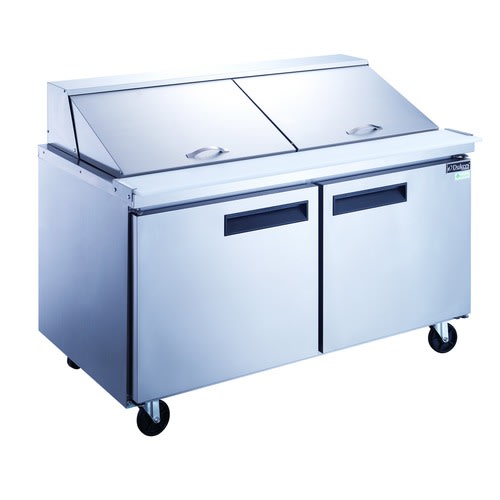 Dukers DSP60-24M-S2 2-Door Commercial Food Prep Table Refrigerator in Stainless Steel with Mega Top