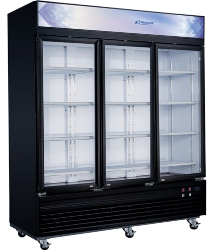 Dukers DSM-69F Commercial Glass Swing 3-Door Merchandiser Freezer