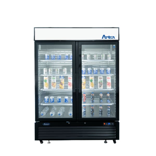 Atosa MCF8721ES Bottom Mount (2) Glass Door Freezer 43.95 Cuft-Black Cabinet
