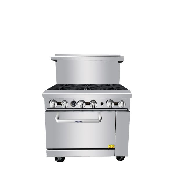Atosa AGR-6B-NG 36" Gas Range (6) Open Burners with (1) 26-1/2" Wide Oven with (2) Oven Racks (32000 BTU)-NG