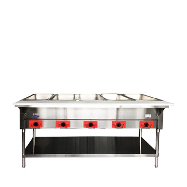 Atosa CSTEB-5C 5 Wells Electric Steam Table (240V)-Water Pans Included with 4" Adjustable Legs