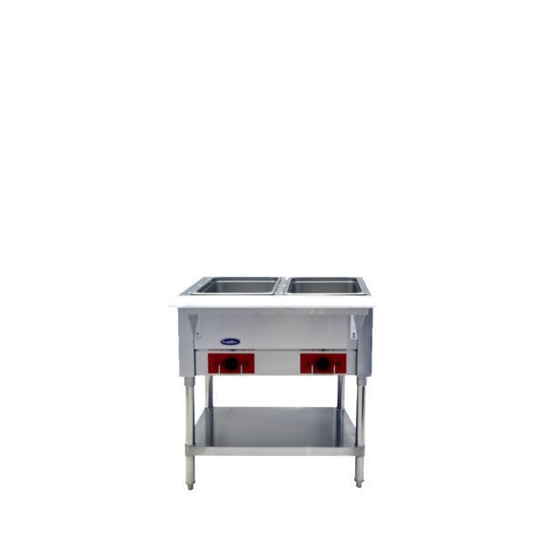 Atosa CSTEA-2C 2 Wells Electric Steam Table (120V)-Water Pans Included with 4" Adjustable Legs