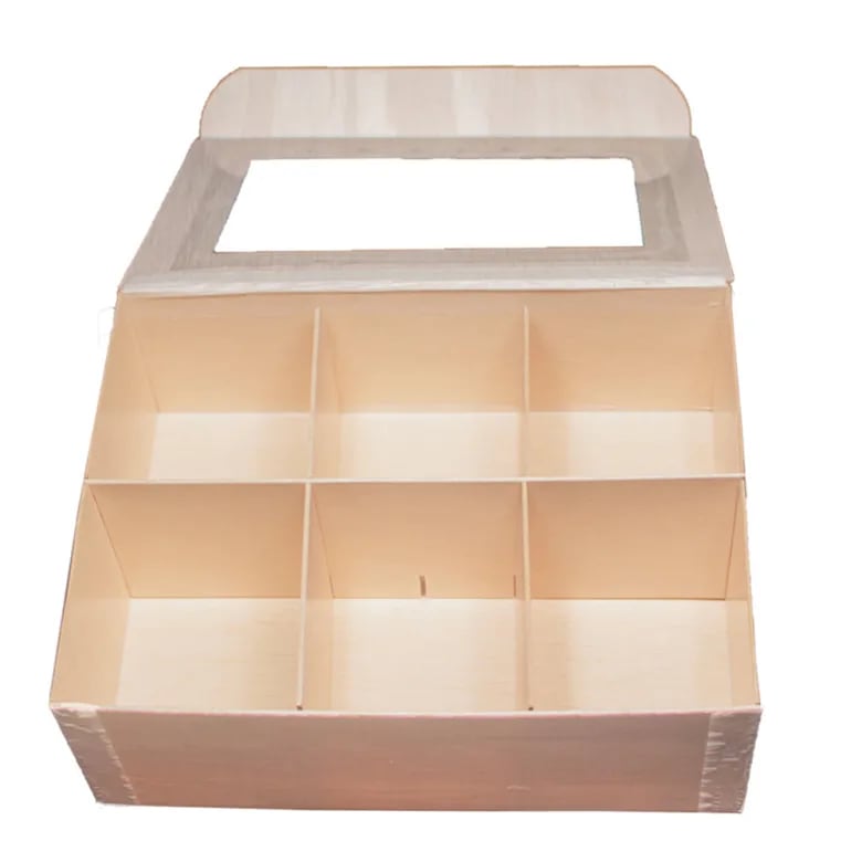 Verterra WB-BB-6X8X2 6x8x2 Collapsible Box w/ Attached Window Lid, 3 Dividers - 50 pcs