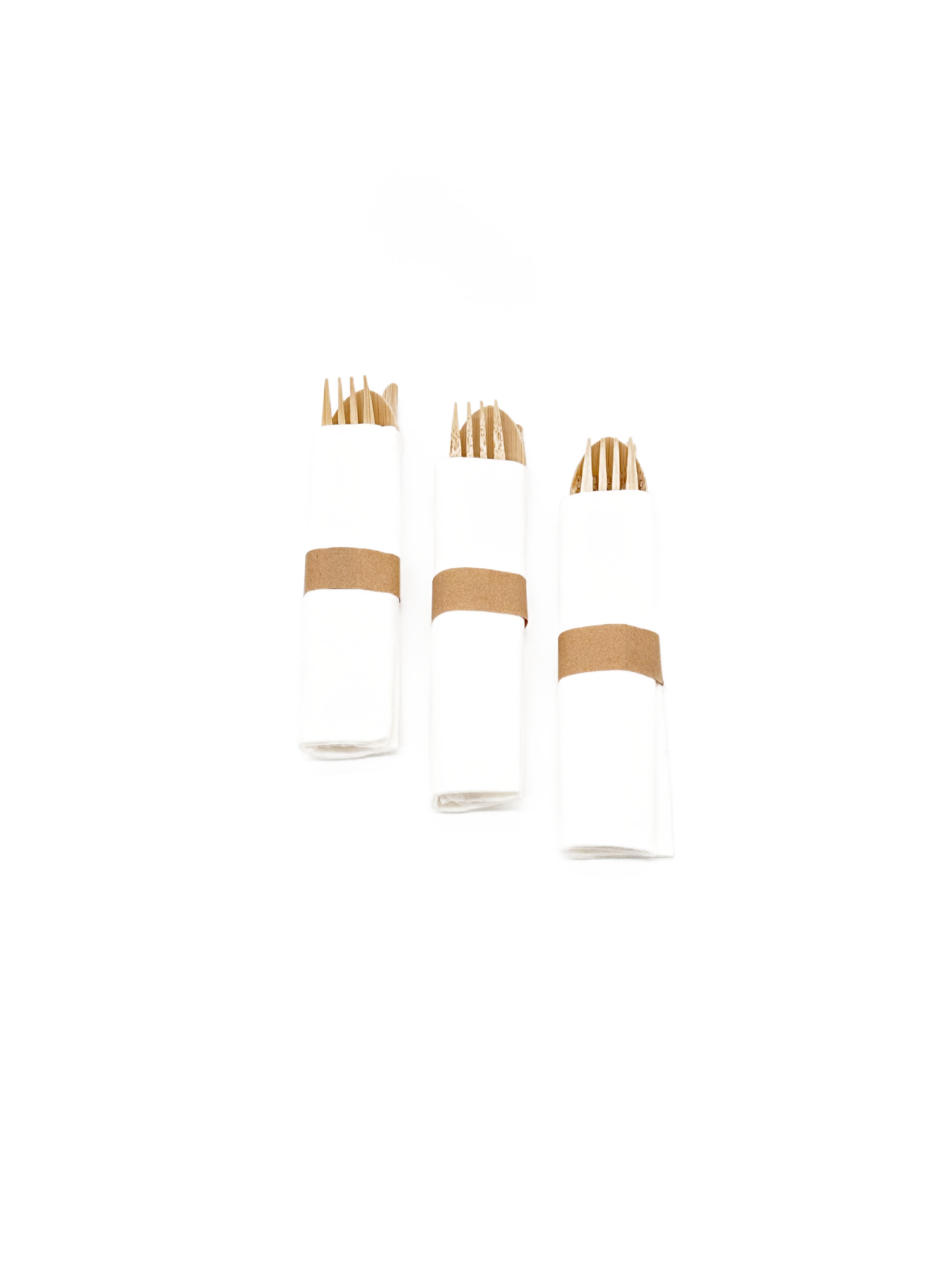 Verterra VT-ROLL-KIT Bamboo Fork, Knife, Spoon, Napkin Roll up (50 rolls bag/4 bags cs)