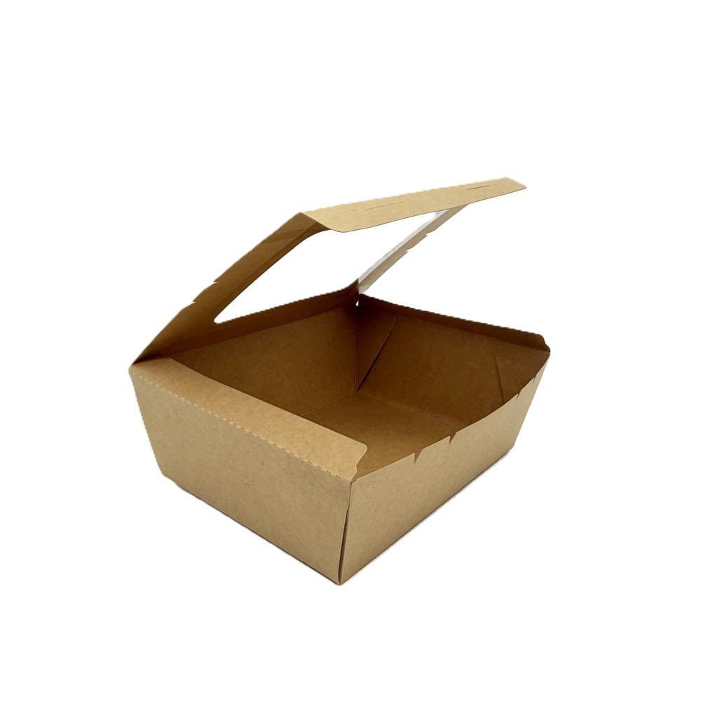 Verterra VT-PBW-9x7x3-1C Windowed 1-Compartment PaperBoard Bento Box, 9" x 7" x 3"
