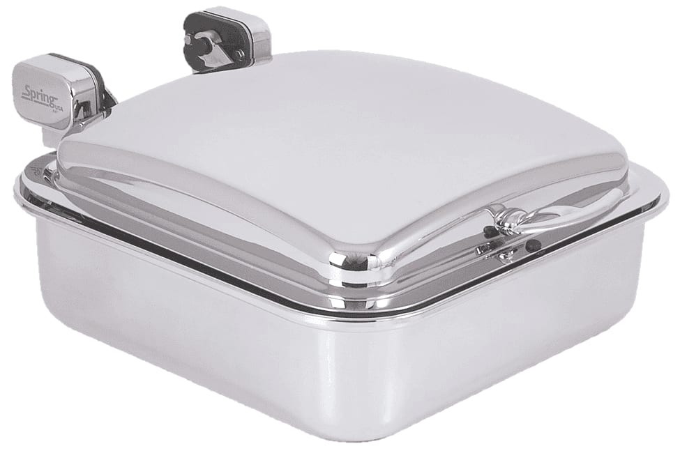 Spring USA 2374-697 Induction Buffet Server Rectangular 2/3 SS w/Gold Accents 15-3/8" x 15-5/8"