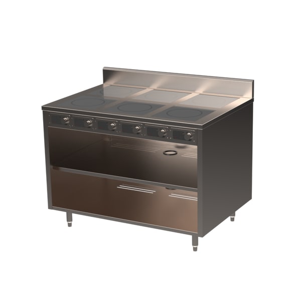 Spring USA BOH-2600-6 BOH Series 48" 6-zone Flameless Cooking Slide-in Induction Range Cabinet, 2600W