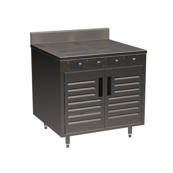 Spring USA BOH-3500D BOH Series 36" 4-zone Flameless Cooking Slide-in Induction Range Cabinet, 3500W w/Doors