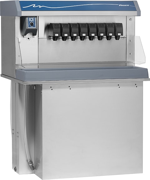 Follett VU300B8RP 8-Valve Ice and Beverage Dispenser, Right Side Ice, Push Button Dispense, 300-lb Ice Storage, 115V/1-Ph
