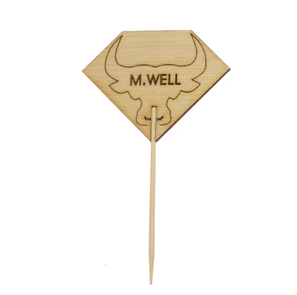 PacknWood 209BBRUMPYMW Diamond Shaped Steak Markers with Bull Head Medium Well