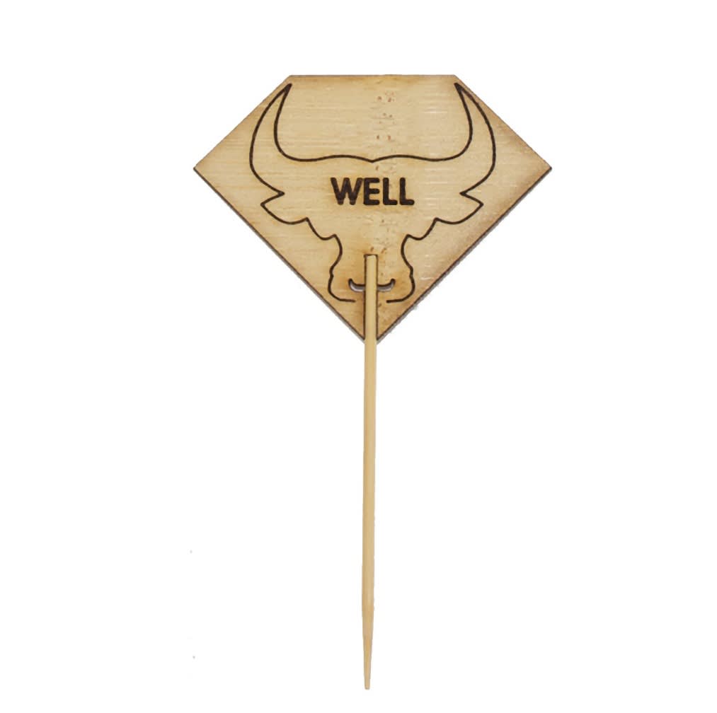 PacknWood 209BBRUMPYW Diamond Shaped Steak Markers with Bull Head Well