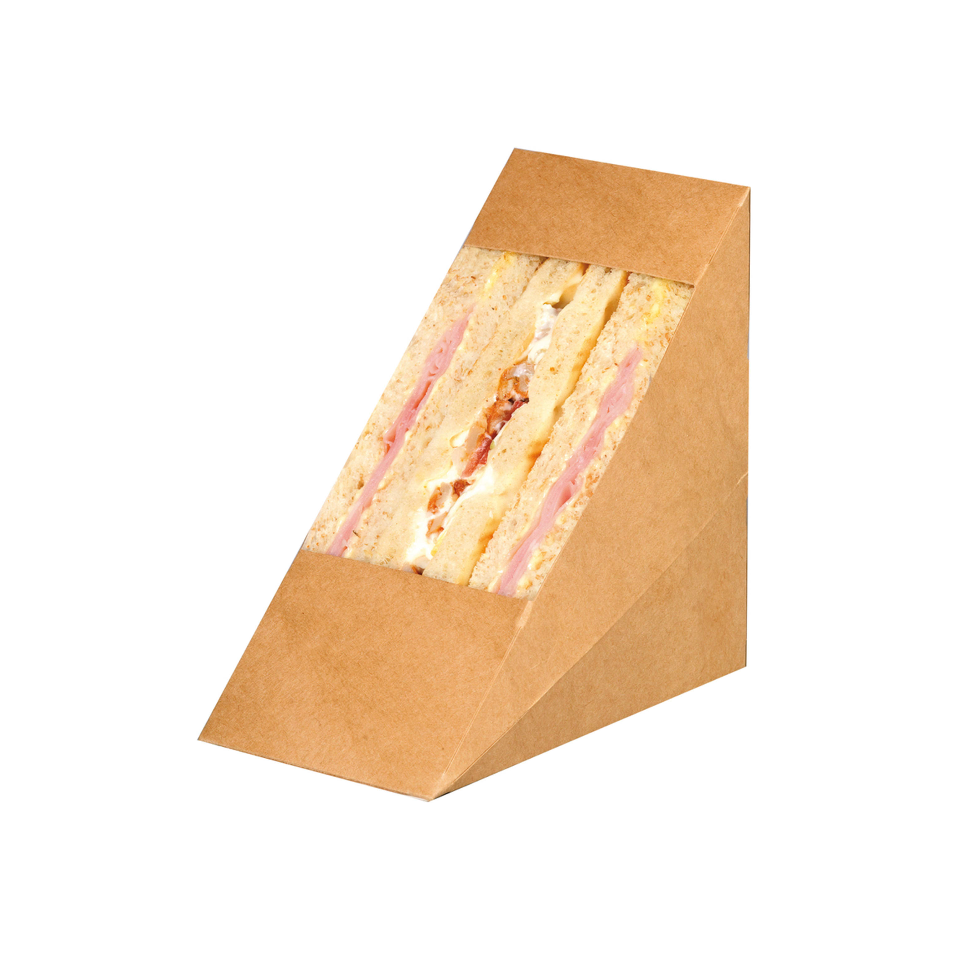 PacknWood 209KCK7212 Kraft Triple Sandwich Box with PET Window