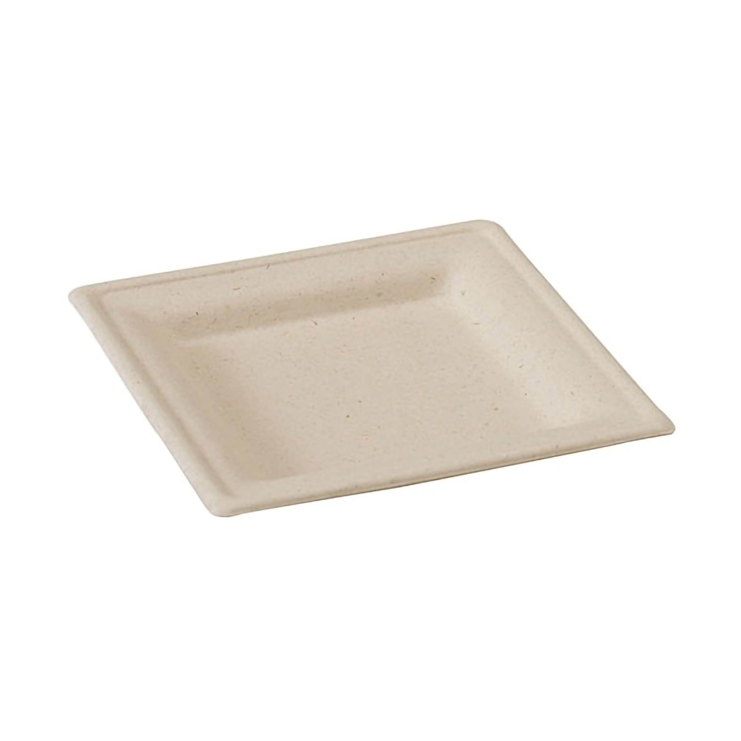 PacknWood 210APU2626ABRF Square Brown Sugarcane Plate (No added PFAs)