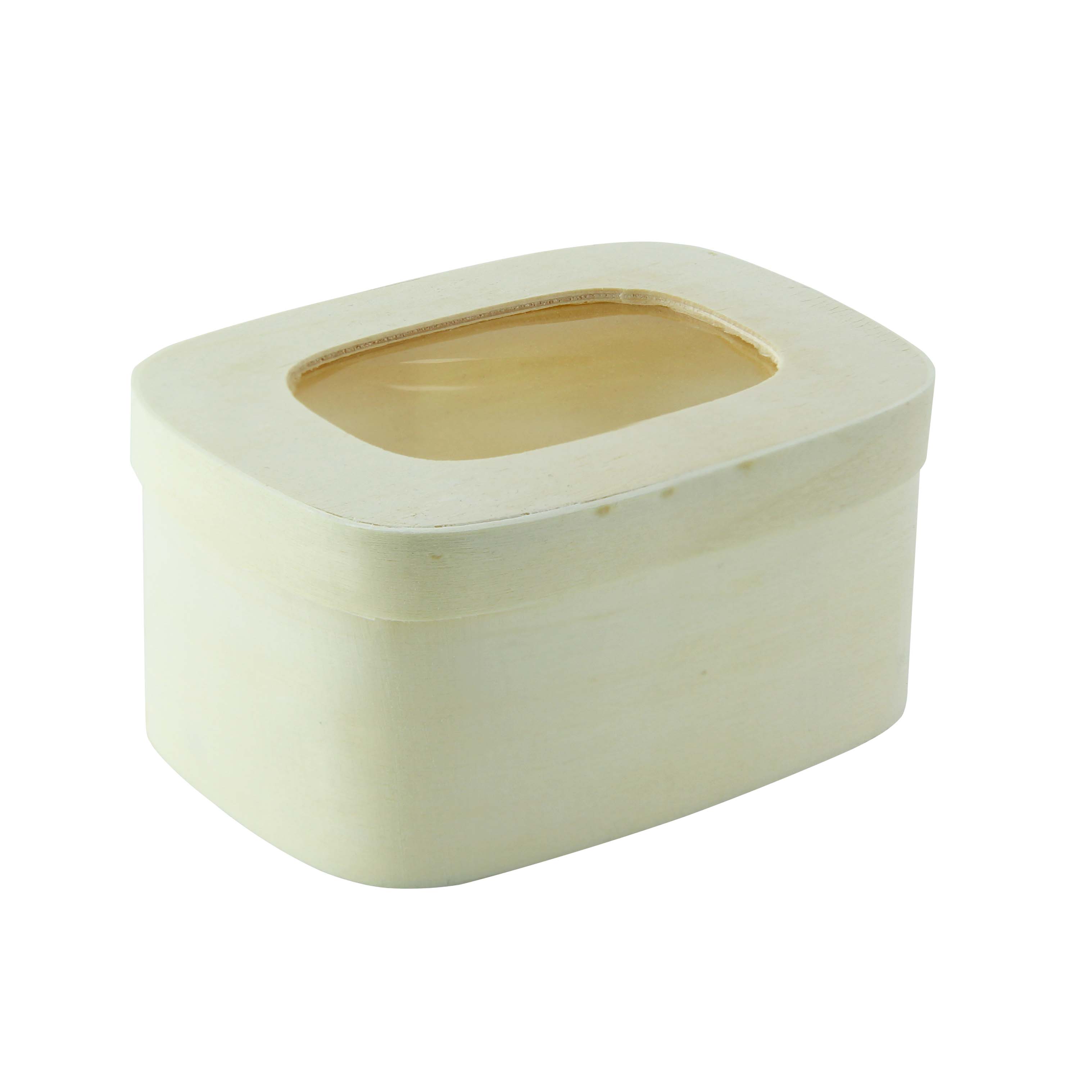 PacknWood 210BBOITE118F Rectangular Wood Box with Window Lid