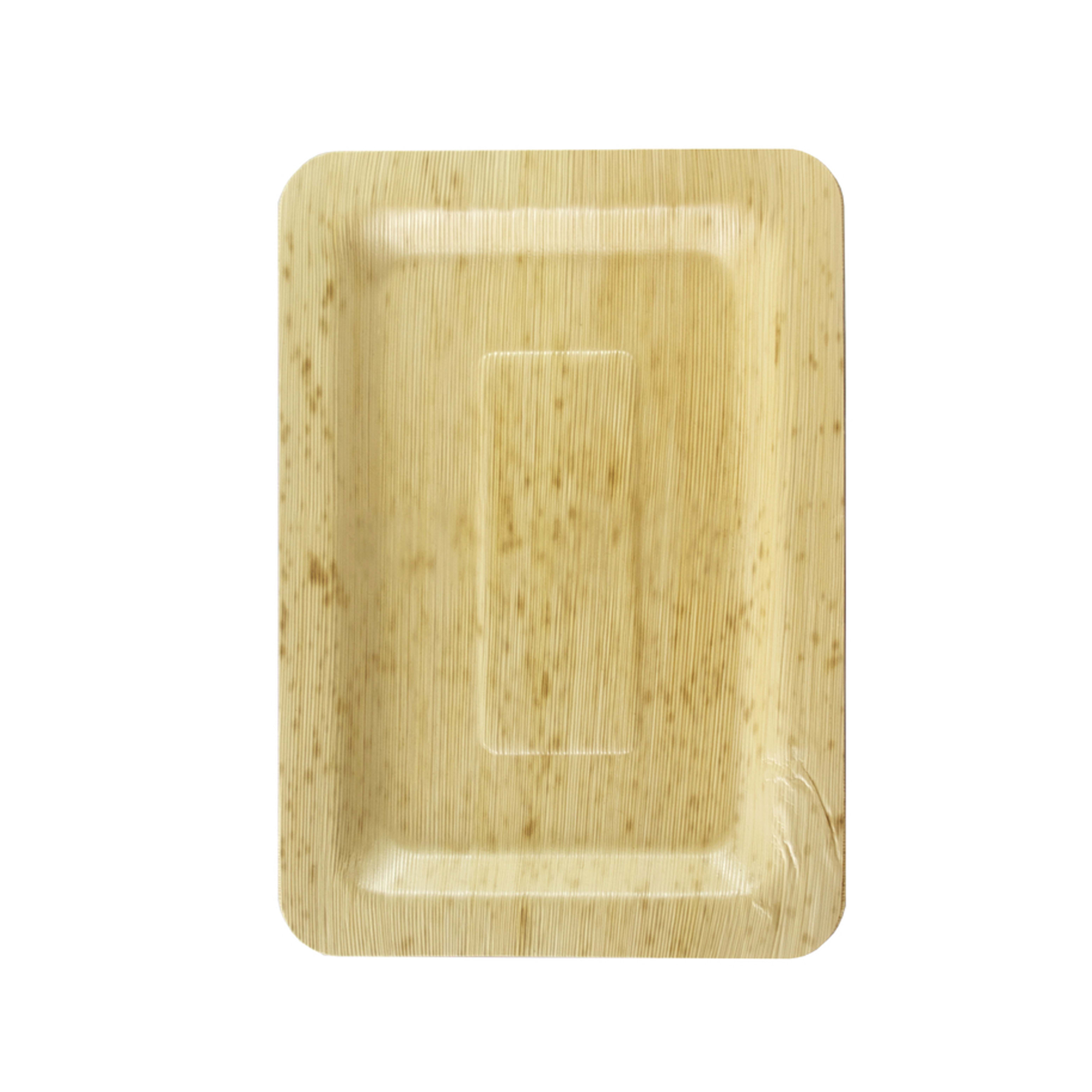 PacknWood 210BBOUA20 Rectangular Bamboo Leaf Double Layer Plate