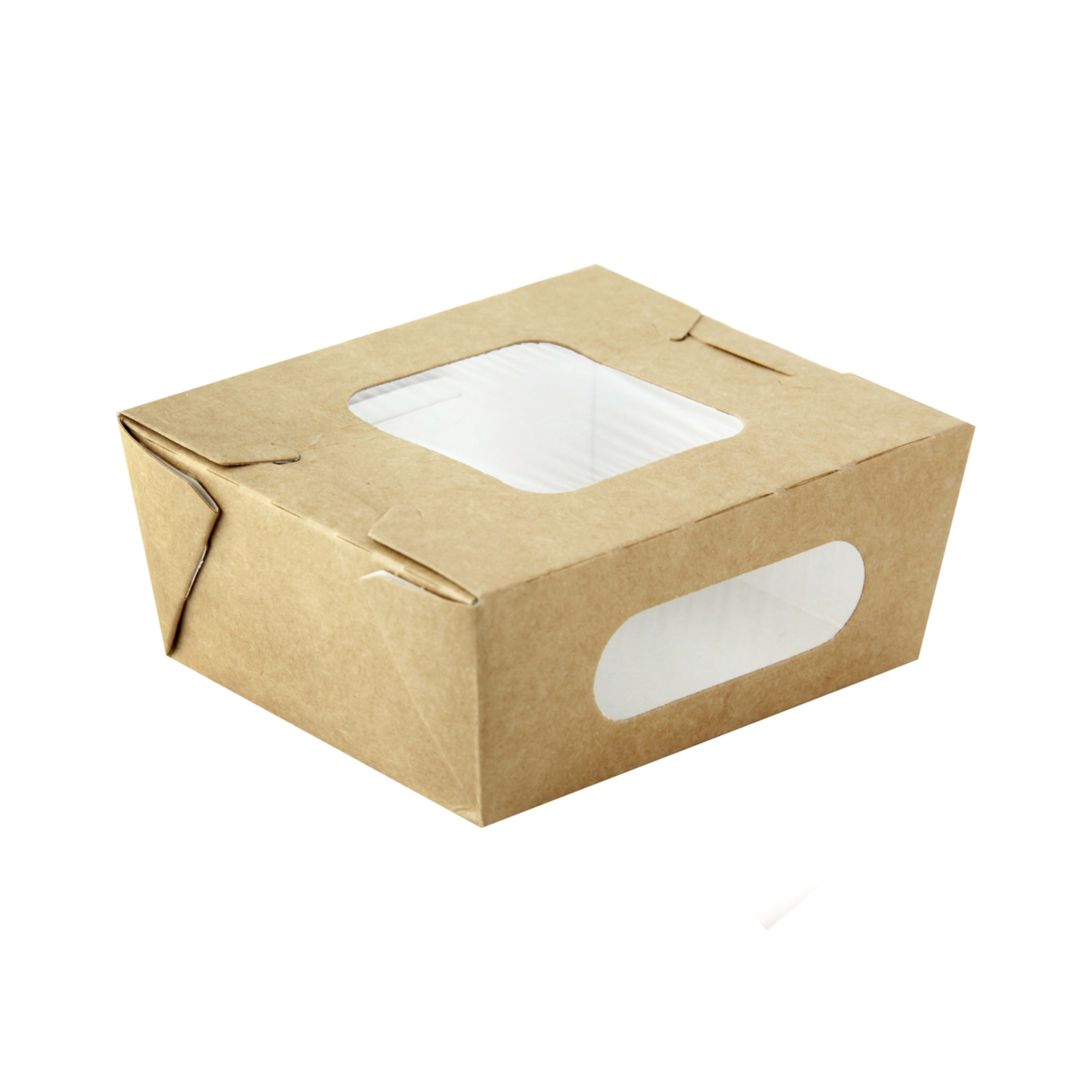 PacknWood 210BOXS502 Easy Closing Kraft Salad Box with 2 Windows