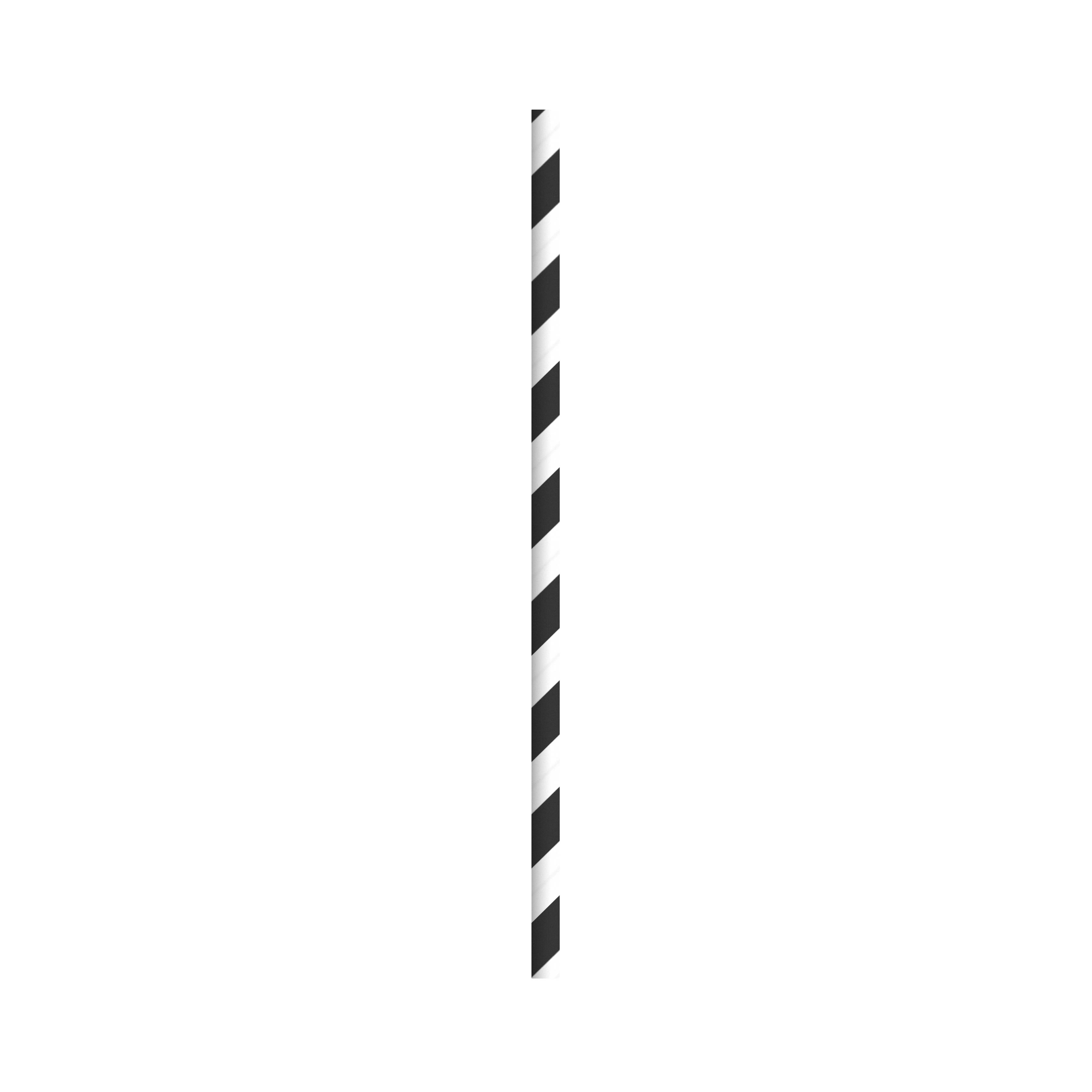 PacknWood 210CHP14BLKT Durable Black & White Striped Cocktail Paper Straws - Unwrapped