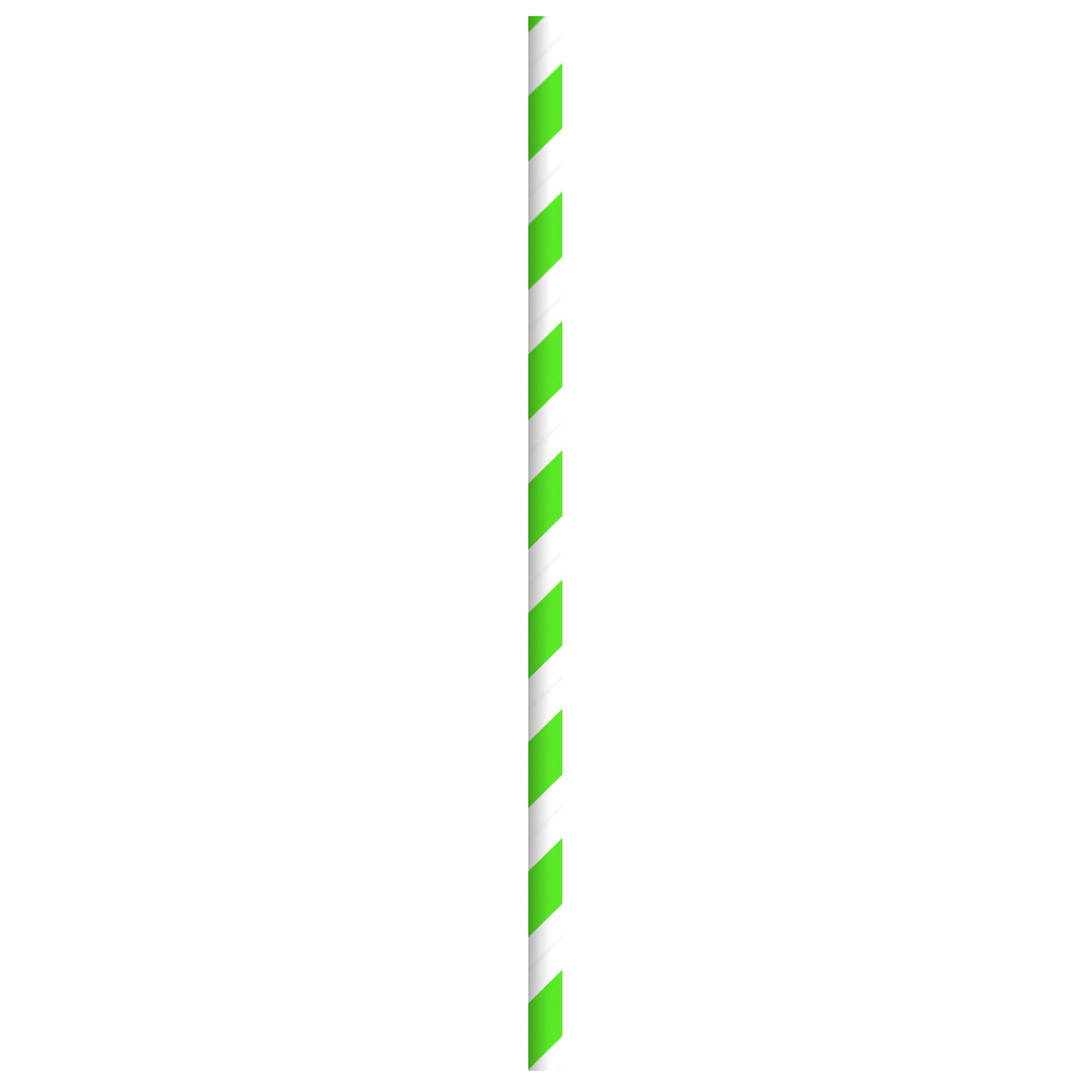 PacknWood 210CHP19 Durable Green & White Striped Paper Straws - Unwrapped