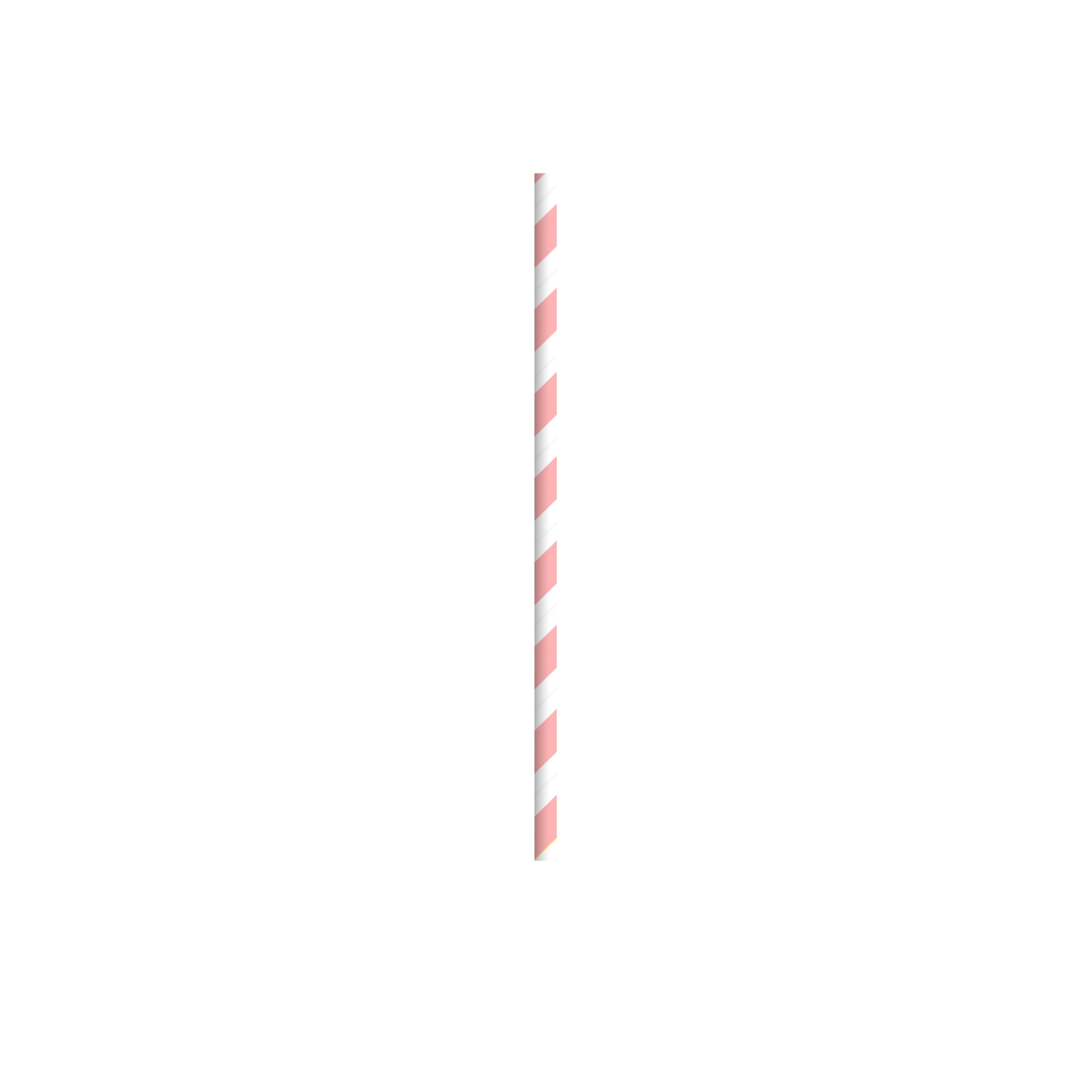 PacknWood 210CHP19PINK Durable Pink & White Striped Paper Straws - Unwrapped