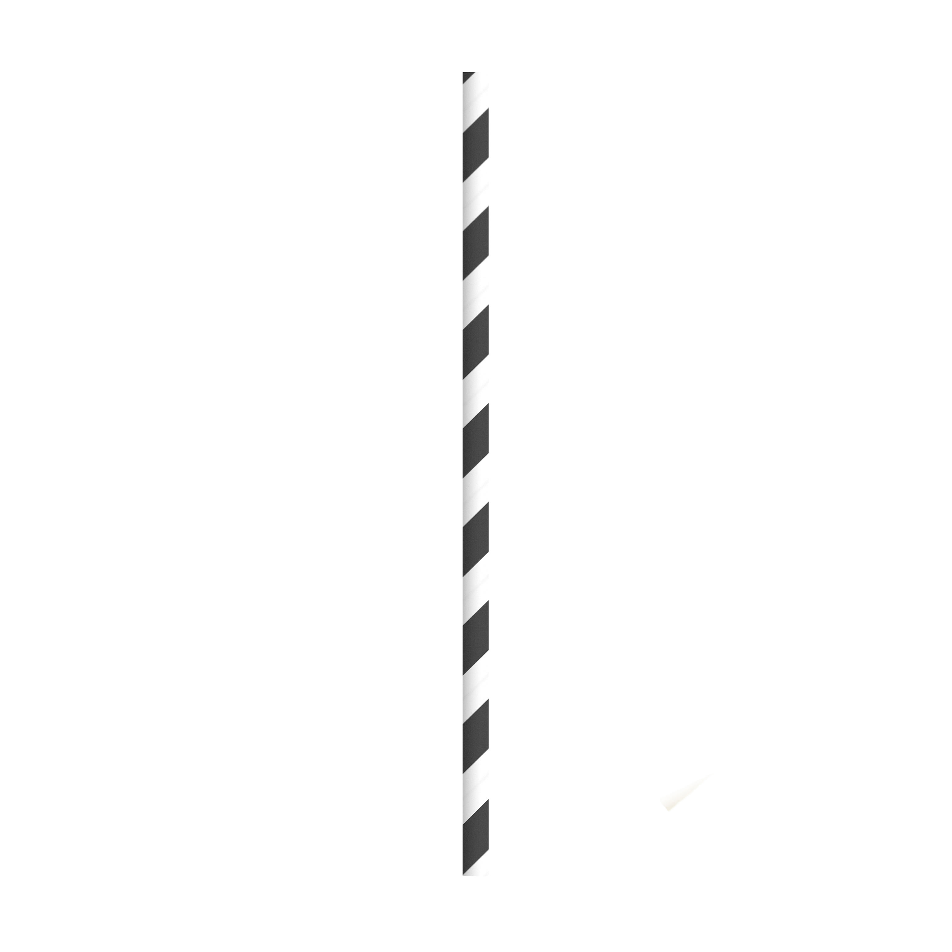 PacknWood 210CHP8BLKT Durable Smoothie Paper Straws With White & Black Stripes - Unwrapped