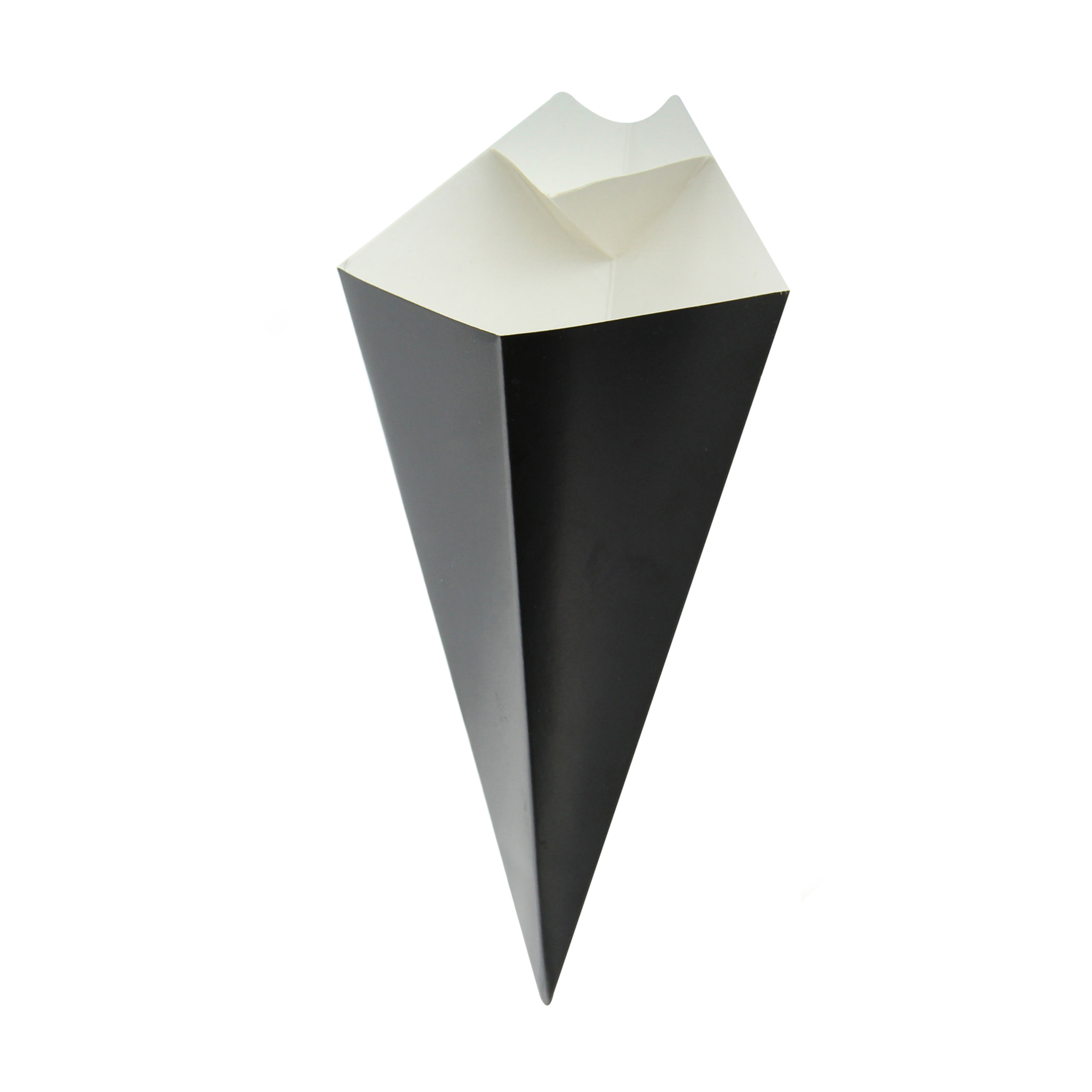 PacknWood 210CONFR2BLK Black Paper Cones with Built in Dipping Sauce Compartment