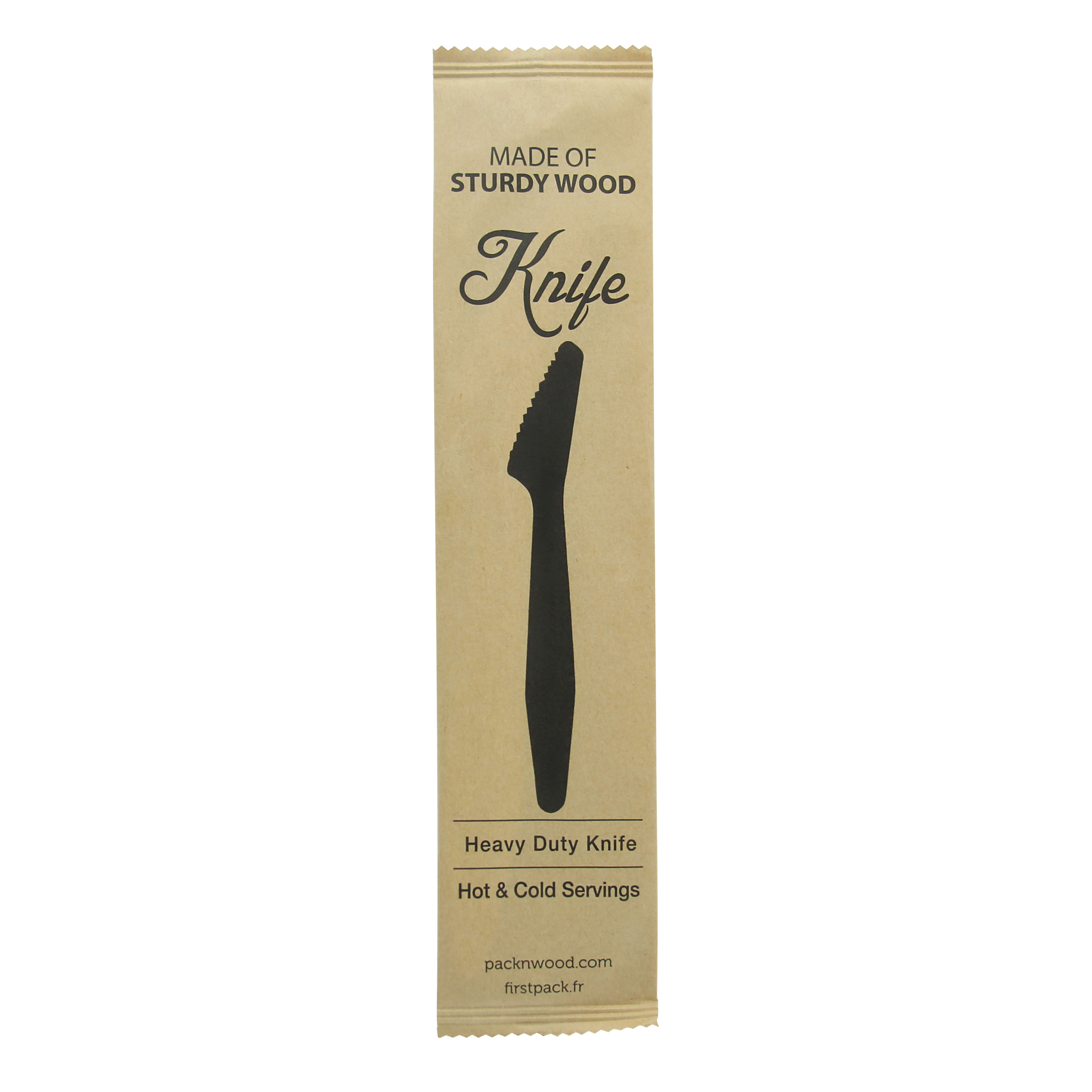 PacknWood 210CVB192W Heavy Weight Wooden Knife Wrapped in Paper Wrapper