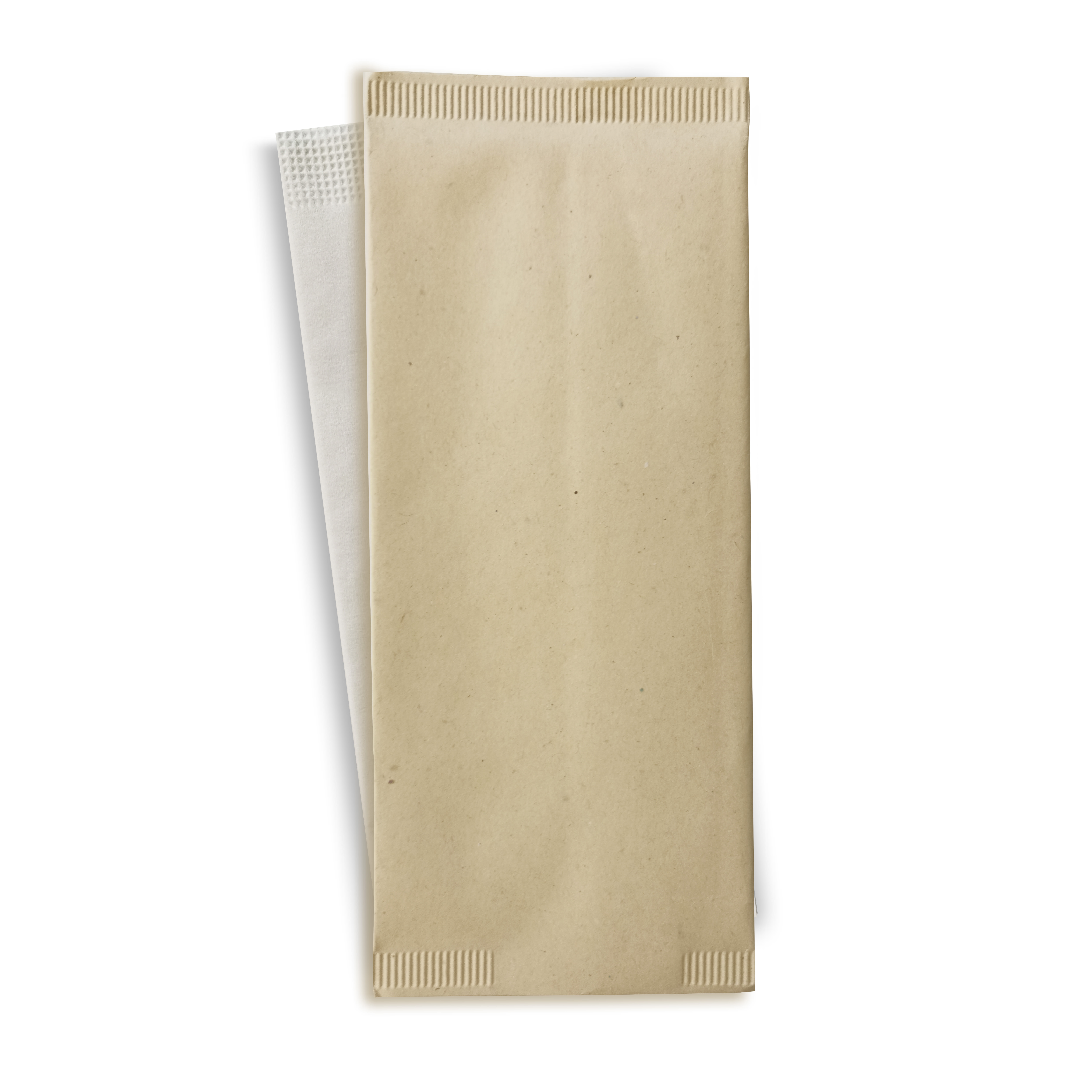 PacknWood 210CVPOCC Cream cutlery paper bag with white napkin 2-ply