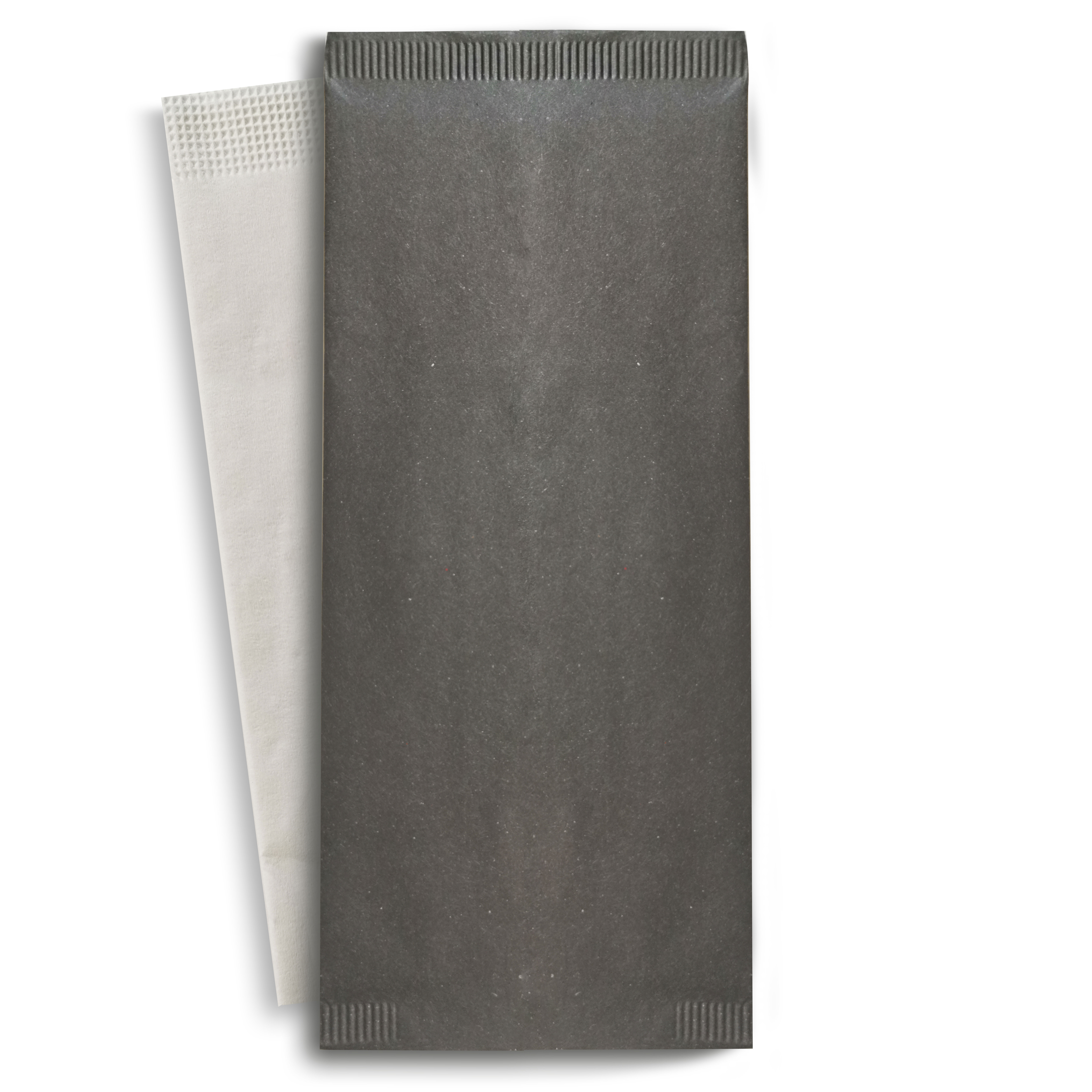 PacknWood 210CVPOCN Black cutlery paper bag with white napkin 2-ply