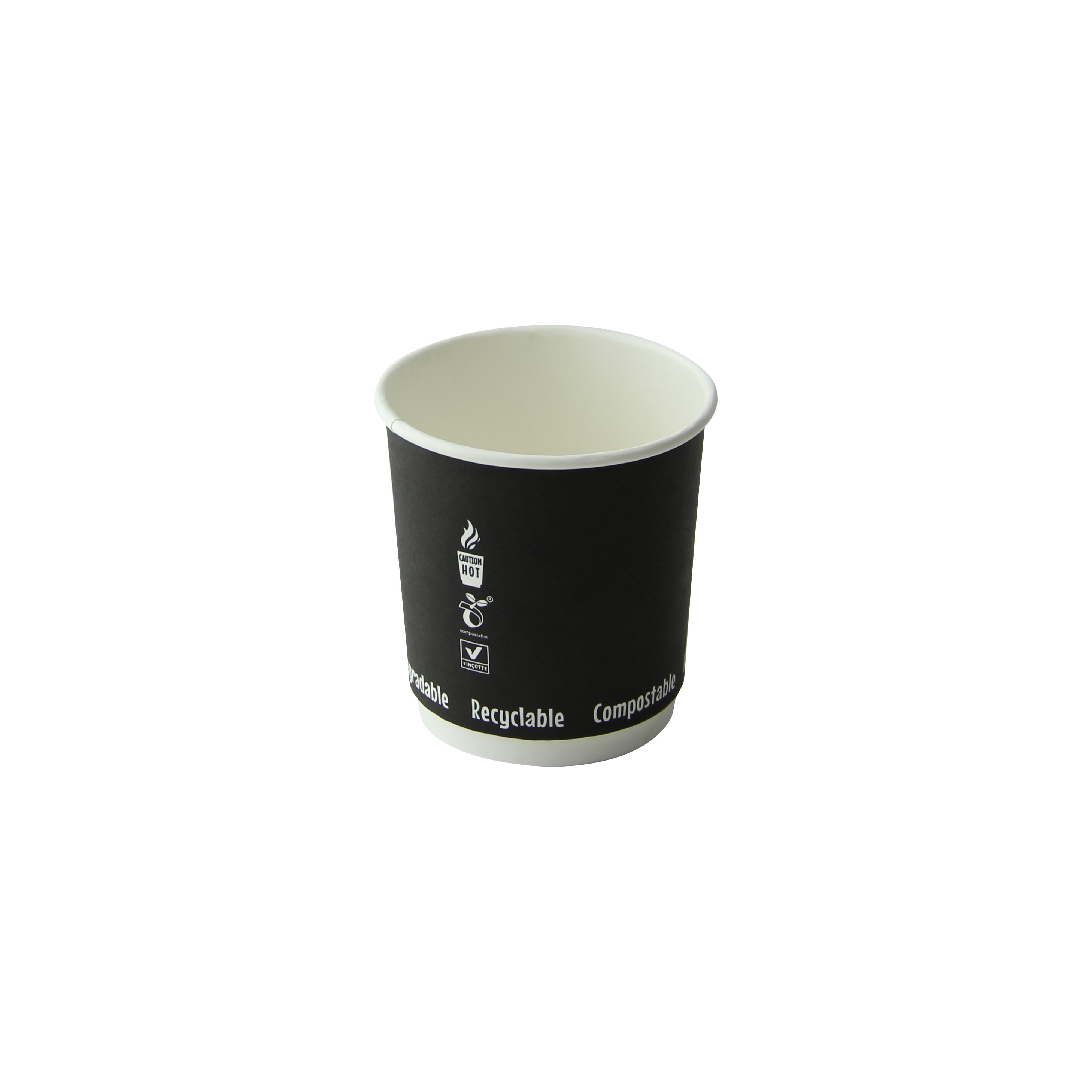 PacknWood 210GCDW4N Double Wall Black Compostable Paper Cup