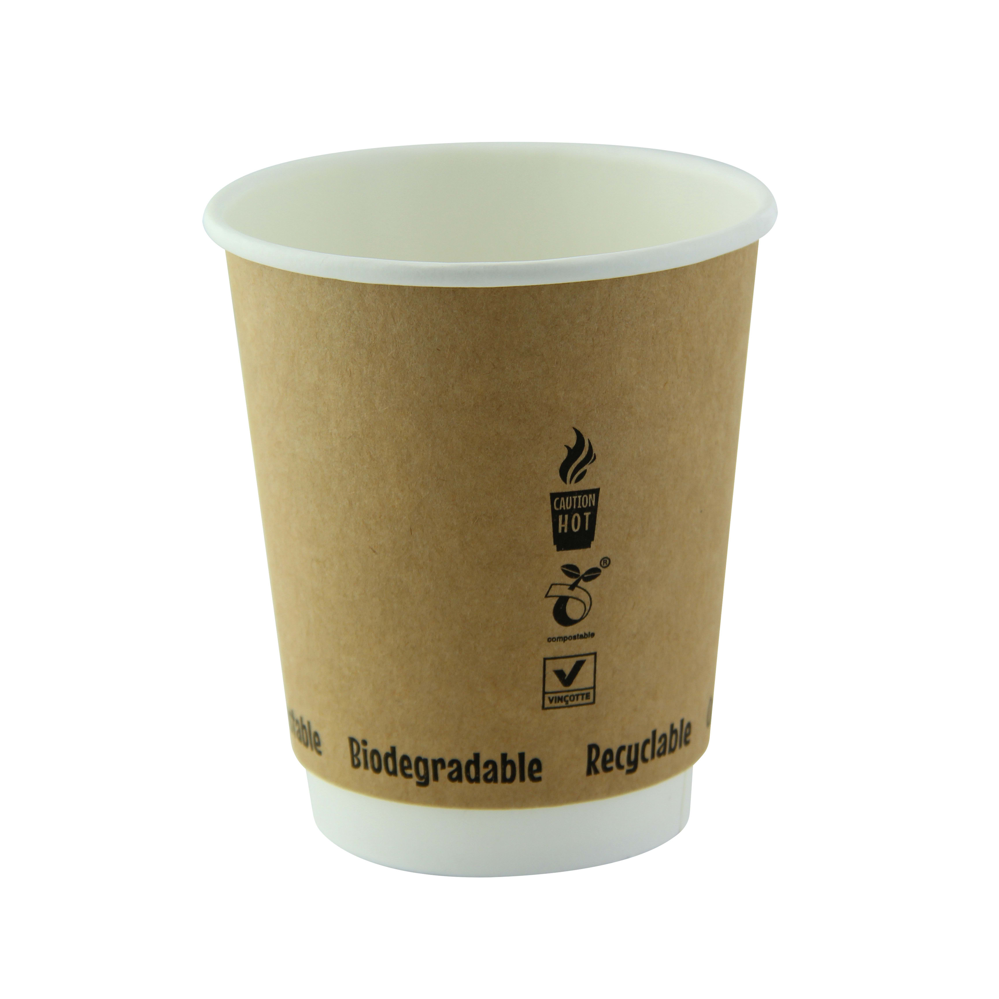 PacknWood 210GCDW8K Double Wall Kraft Compostable Paper Cup
