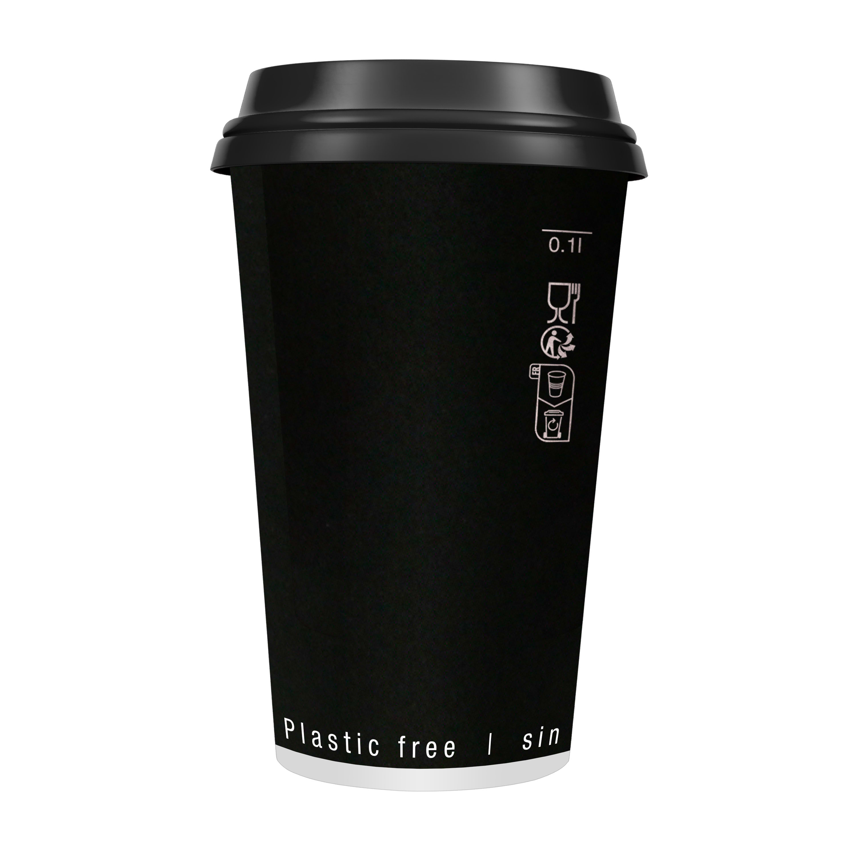 PacknWood 210GCDWB20N Black Double Wall Paper Cup Plastic Free