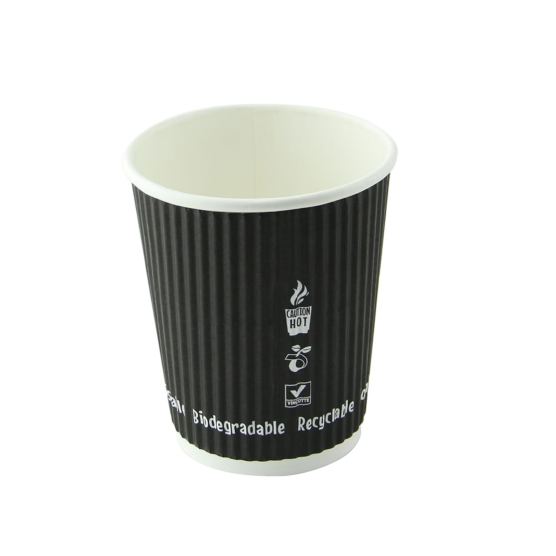 PacknWood 210GCRPLA4N Compostable Rippled Black Cup