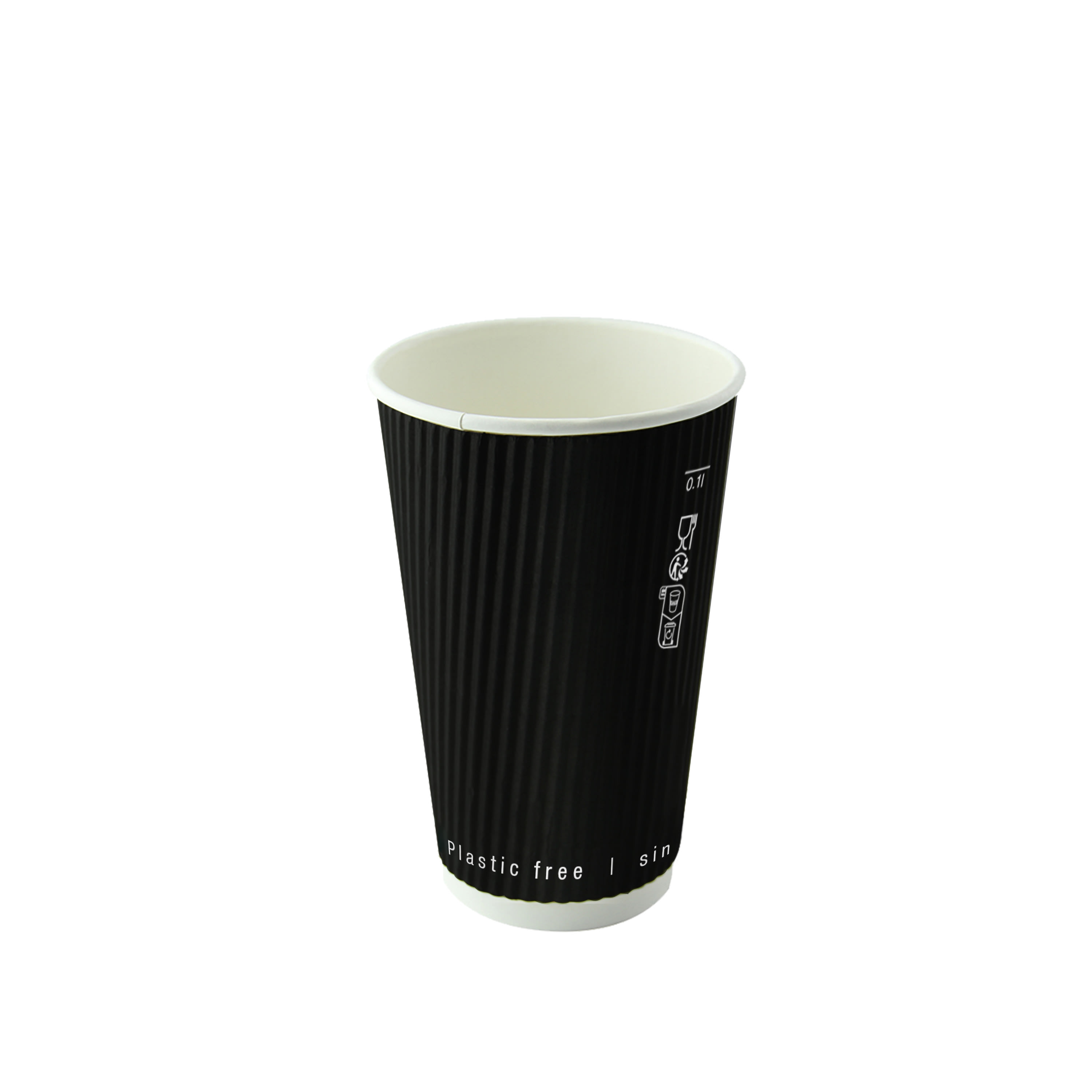 PacknWood 210GCRWB10N Black Rippled Wall Cup Plastic Free