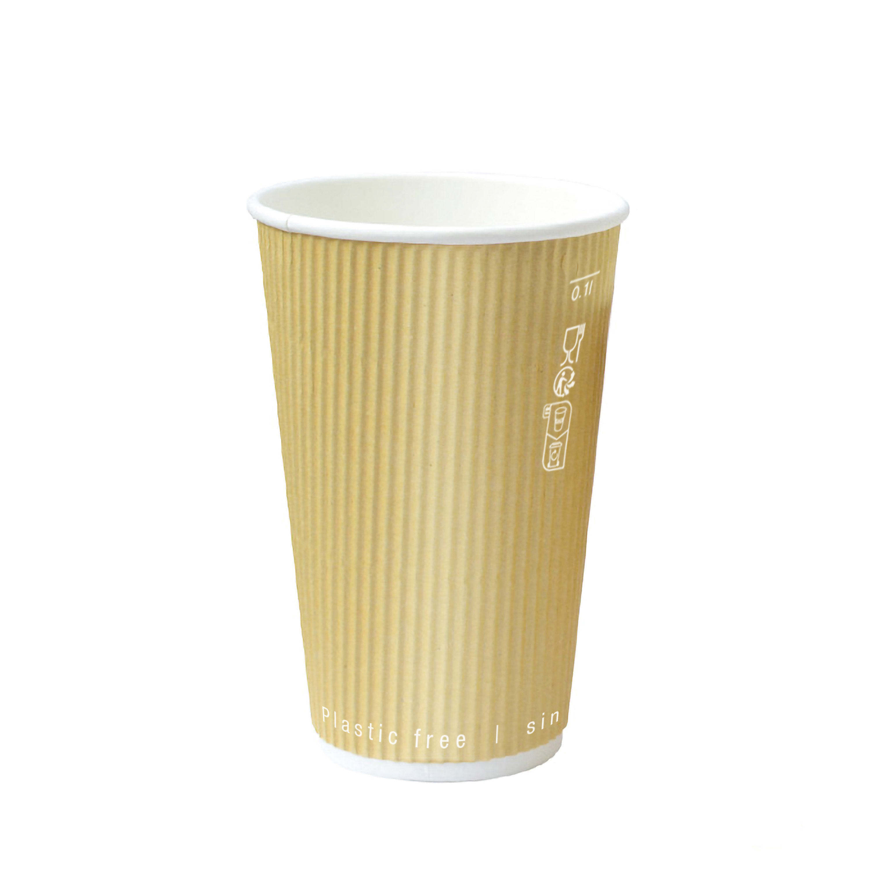 PacknWood 210GCRWB12BG Kraft Rippled Wall Cup Plastic Free