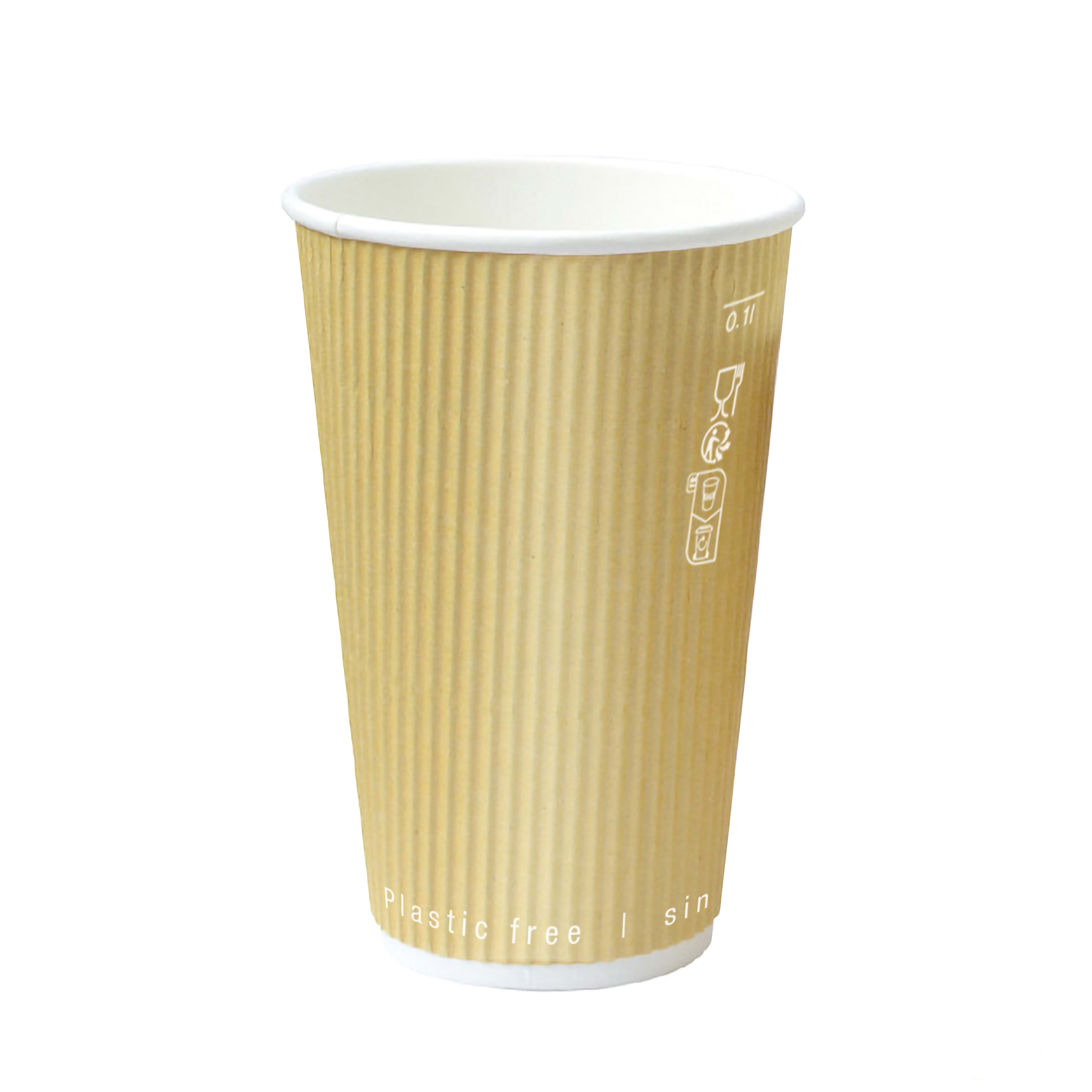 PacknWood 210GCRWB16BG Kraft Rippled Wall Cup Plastic Free