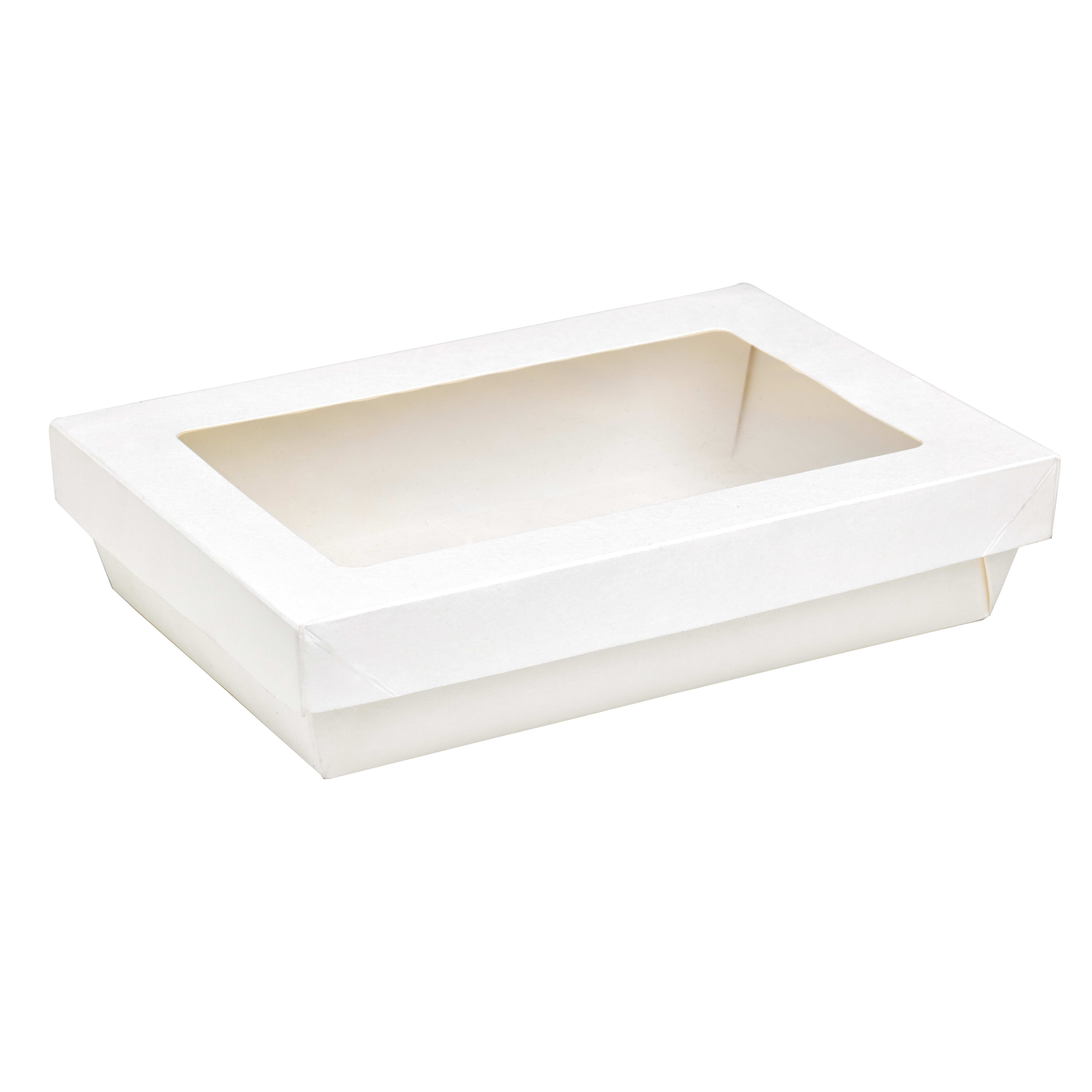 PacknWood 210KARECWH2215 Rectangular White Kray Boxes with PET Window Lid