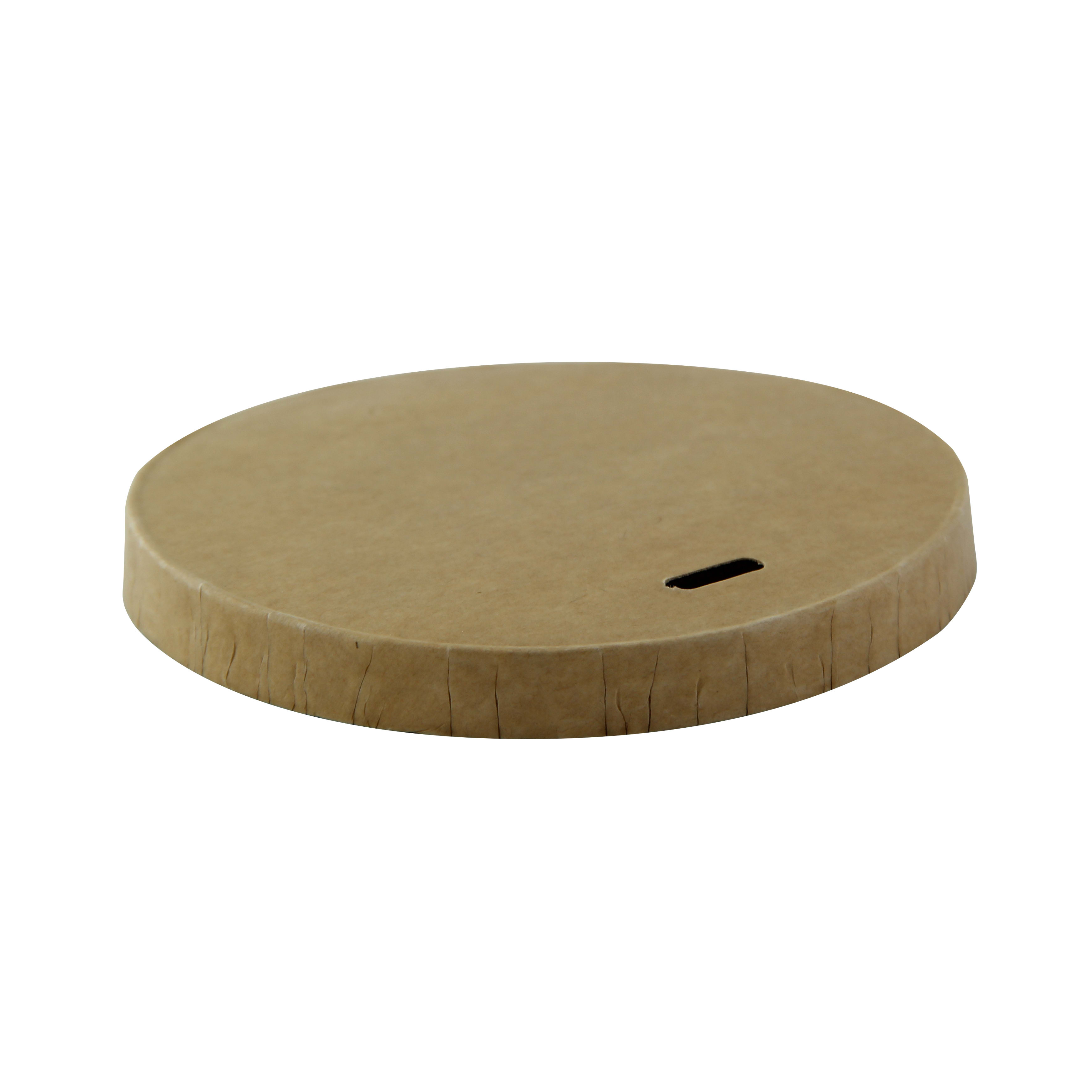 PacknWood 210LPAWK62 Compostable Kraft Paper Lid for 210POC60N & 210POB61 & 210GPU7(BR)